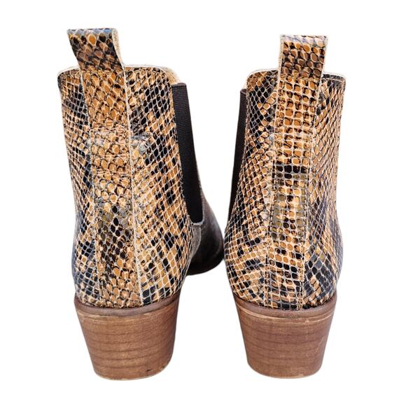 Snake Print Bootie Steve Madden Chaselyn Size 9 Brown Leather Ankle Chelsea Boot - Picture 5 of 13